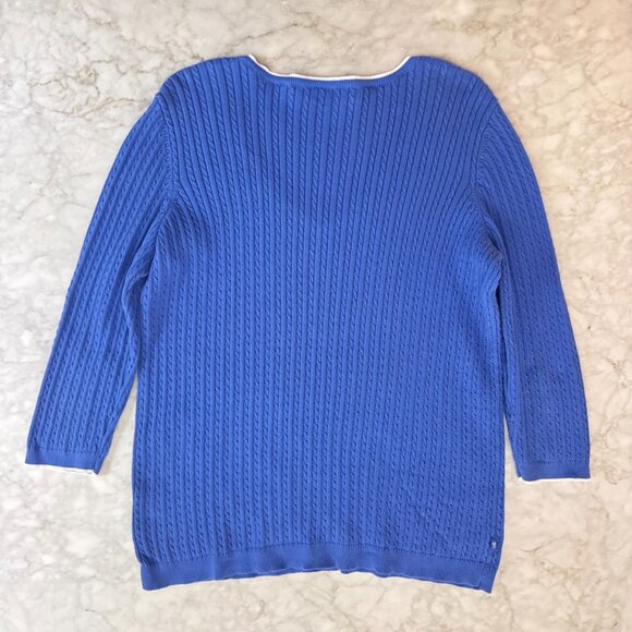 Lauren Ralph Lauren Womens Blue Cable Knit Sweater Size 1X - Picture 5 of 7